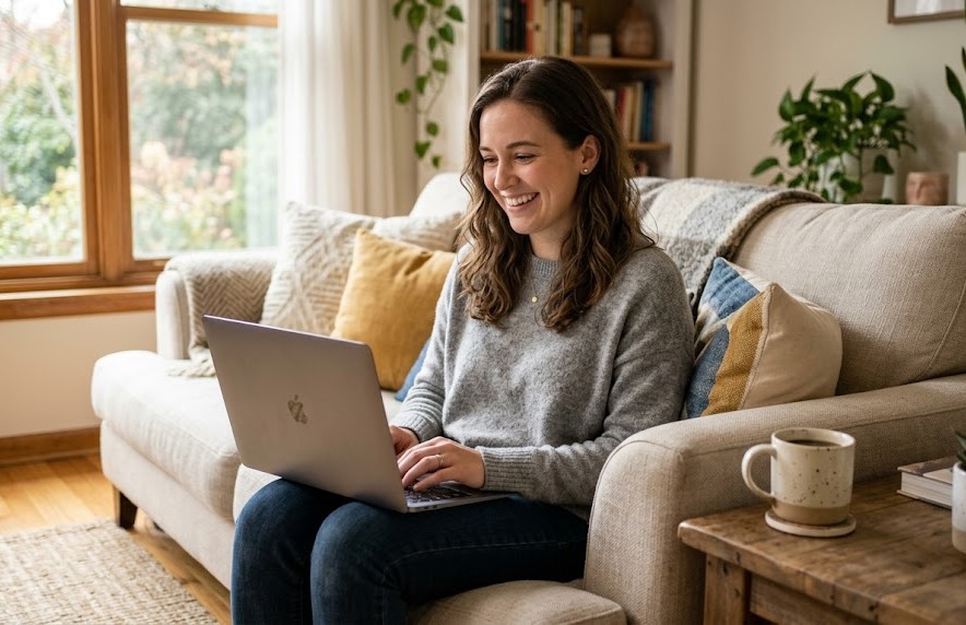 Woman working from home